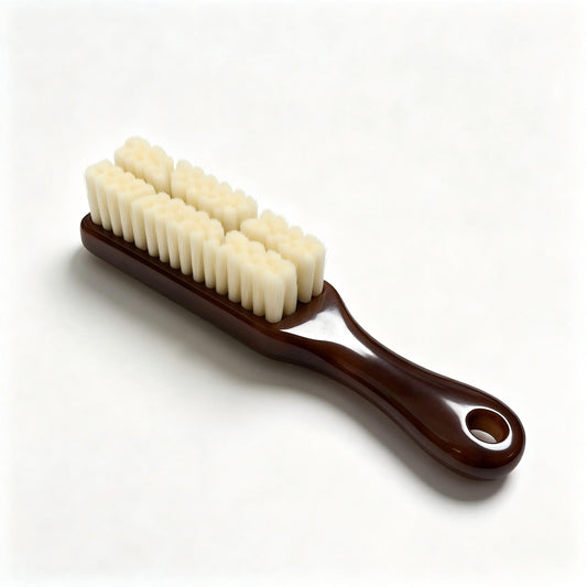 6-Row Soft Bristle Wenwan Brush, Non-slip Rubber Handle Polishing Cleaning Tool for Walnut, Wood Beads, Jewelry Deep Dust Removal