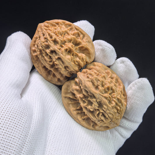 "Rosy Cloud Ridge" Xiayunling Low-Profile Wenwan Walnuts Pair | 39.0mm x 38.0mm | XYL-1105