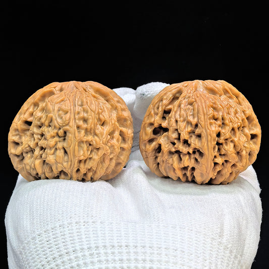"Spherical Nanjiangshi Lionhead" Qiuxing Nanjiangshi NJS-1501C Low-Profile Wenwan Walnuts Pair | 44.0mm x 44.0mm | NJS-1501C