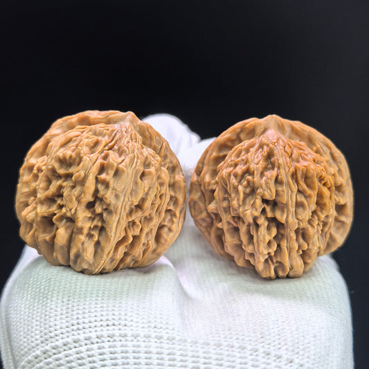 "Four-Tower Pavilion Lionhead" Sizouloutou SZL-1408 Low-Profile Wenwan Walnuts Pair | 40.0mm x 34.0mm | SZL-1408