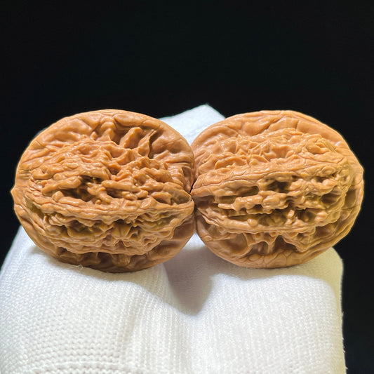"Wheat Ear Tigerhead" Maisui Hutou Classic Heritage Low-Profile Wenwan Walnuts Pair | 37.0mm x 35.0mm | MSHT-1112