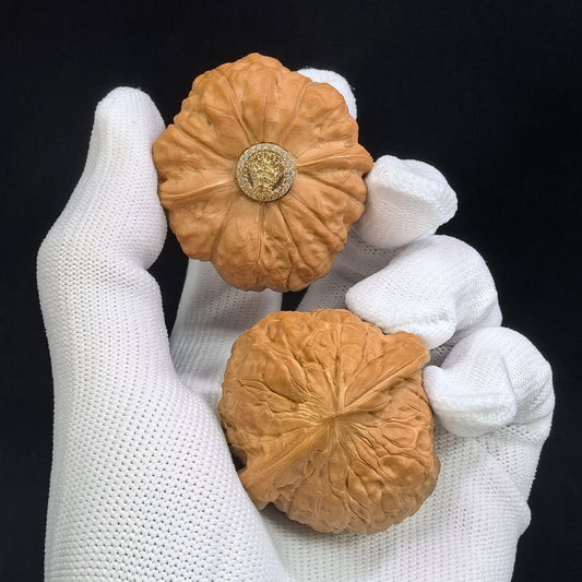 "Inlaid Dragon Head Pumpkin Pier" (Nanguadun Xiangqian Longshou) Scholar Walnuts Pair | 42.0mm x 41.0mm Near-Isometric Low Profile | S-Grade Artisan Masterpiece | Stock ID: NGDXQ-SY1I7