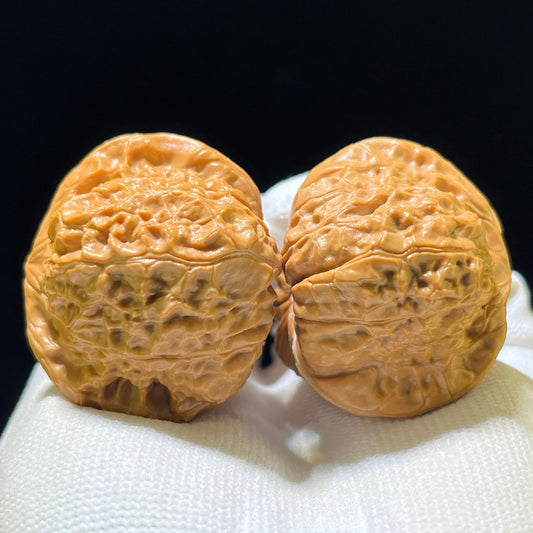 "Pumpkin Block / Stool" Nanguadun NGD-1110 Low-Profile Wenwan Walnuts Pair | 41.0mm x 44.0mm | NGD-1110