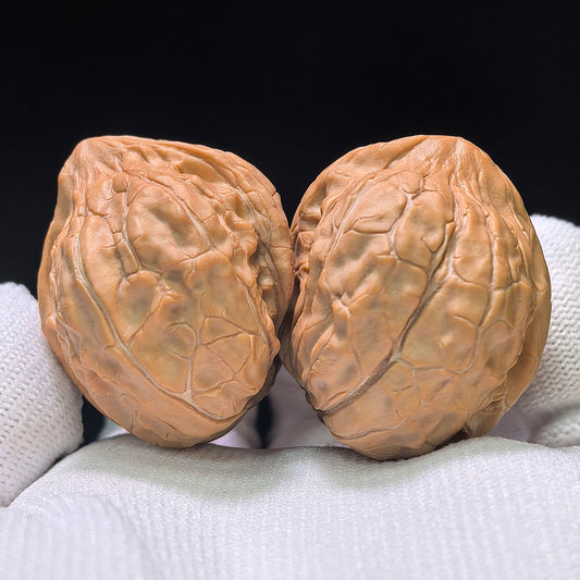 Guijiawen Banbi (Turtle Shell Half-Wall) Scholar Walnuts Pair | 32.0mm x 37.0mm | Stock ID: GJWBB-401E