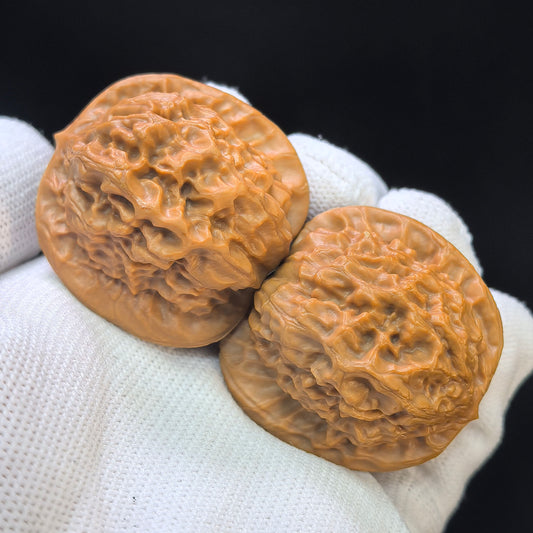 "Porcelain Doll" Ciwawawa Pocket Low-Profile Wenwan Walnuts Pair | 37.0mm x 35.0mm | CWW-SY1B4