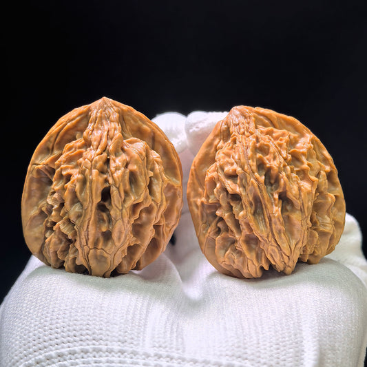 "Sky-Piercing Eight-Rib" Tongtian Ba TTB-1102 Low-Profile Wenwan Walnuts Pair | 35.0mm x 34.0mm | TTB-1102