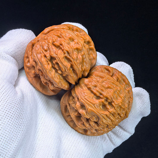 Low-Apex White Lion Head (Men Jian Bai Shi Zi) Scholar Walnuts Pair | Premium Select 45.0mm x 46.0mm | Classic Deep-Belly Format | Stock ID: BSJ-1303C