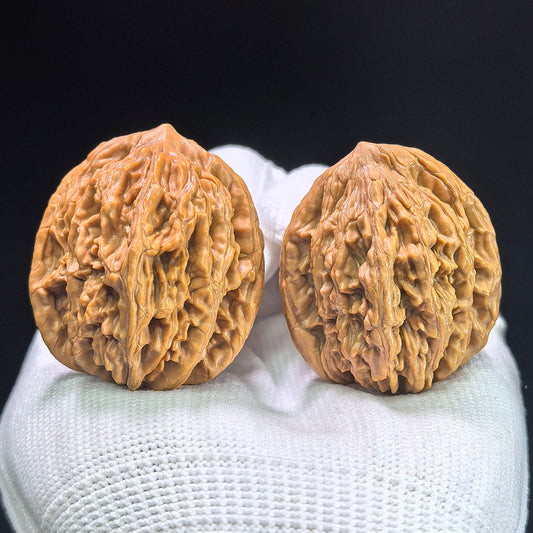 "Wheat Ear Tigerhead" Maisui Hutou MSHT-1403 Low-Profile Wenwan Walnuts Pair | 36.0mm x 35.0mm | MSHT-1403