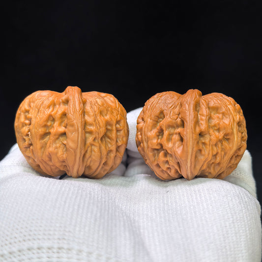"Pinggu Ingot" Pinggu Yuanbao PGYB-1501C Low-Profile Wenwan Walnuts Pair | 37.0mm x 40.0mm | PGYB-1501C