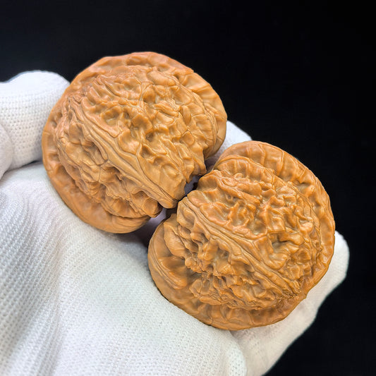 "Spherical White Lion" Qiu Xing Baishizi QXBSJ-1501C Low-Profile Wenwan Walnuts Pair | 44.0mm x 45.0mm | QXBSJ-1501C