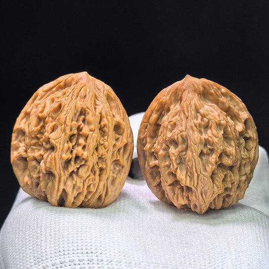 "Wheat Ear Tigerhead" Maisui Hutou MSHT-1402 Low-Profile Wenwan Walnuts Pair | 38.0mm x 36.0mm | MSHT-1402