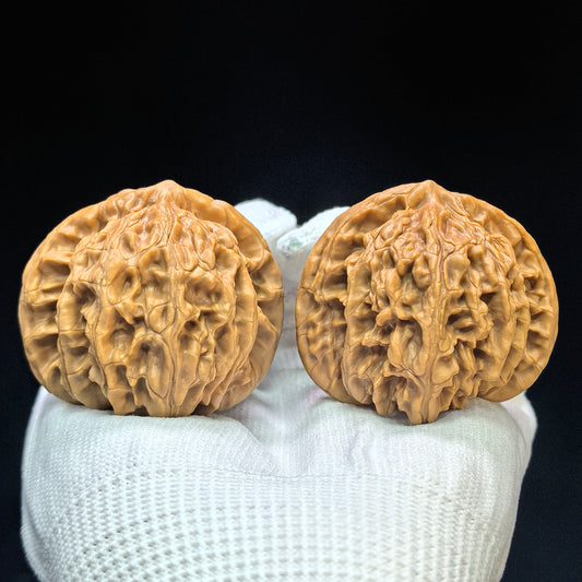 "Peach-Heart Concave Base Rosy Cloud Ridge" Taoxin Aodi Xiayunling Low-Profile Wenwan Walnuts Pair | 46.0mm x 44.0mm | XYL-1504C