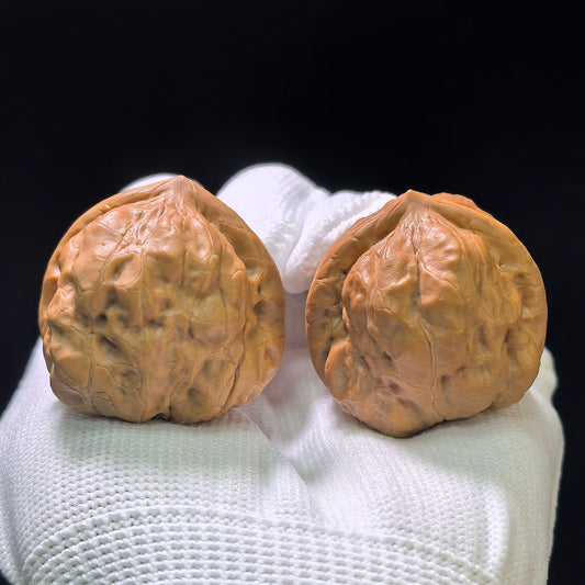 "Ancient Toad" (Gu Chan) Scholar Walnuts Pair | 36.0mm x 39.0mm | Deep-Belly Pocket Format | Stock ID: GC-1102