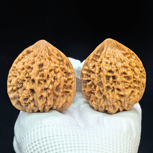 "Peach-Heart Concave Base Kylin" Taoxin Aodi Qilinwen Low-Profile Wenwan Walnuts Pair | 46.0mm x 43.0mm | TXADQLW-1503C
