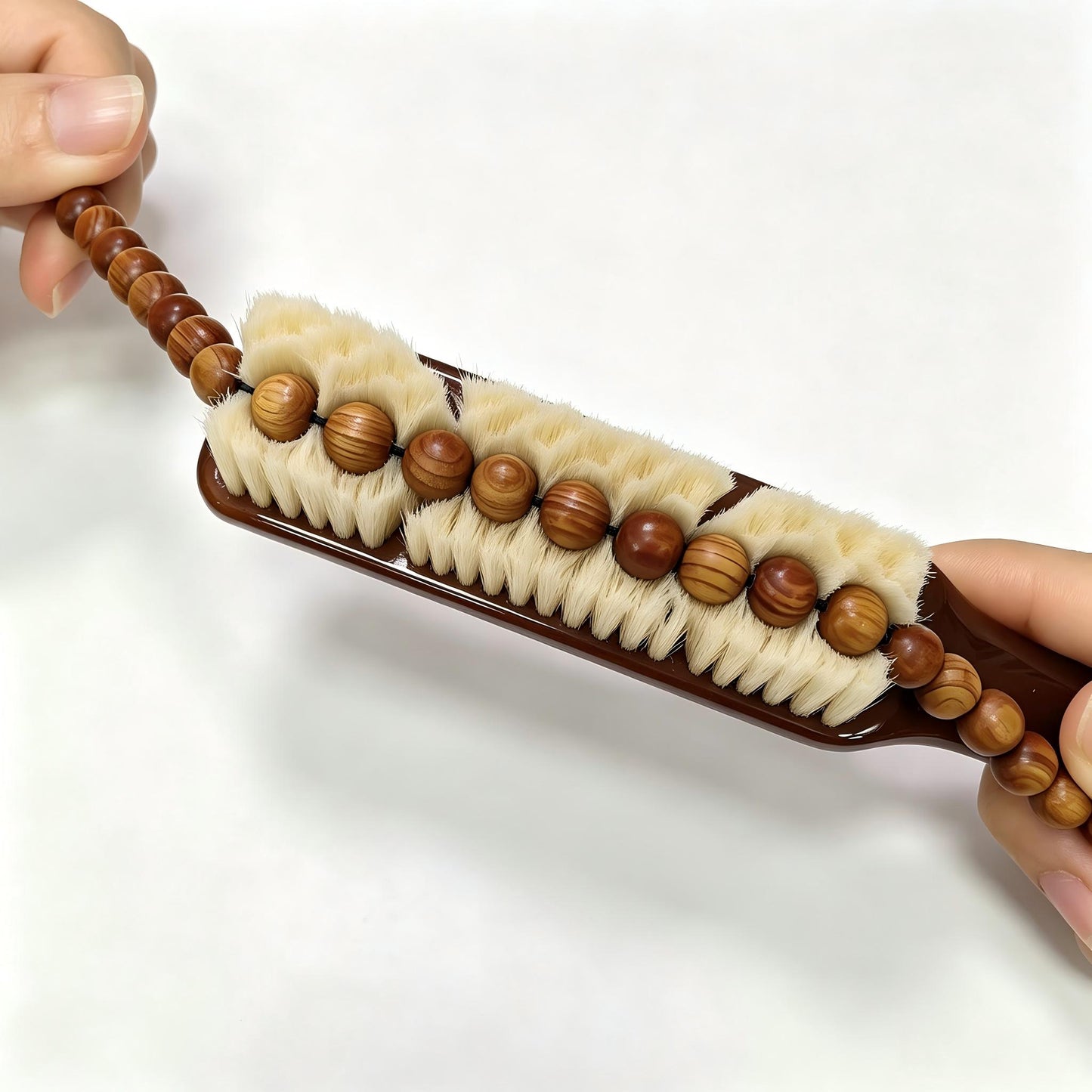 6-Row Soft Bristle Wenwan Brush, Non-slip Rubber Handle Polishing Cleaning Tool for Walnut, Wood Beads, Jewelry Deep Dust Removal