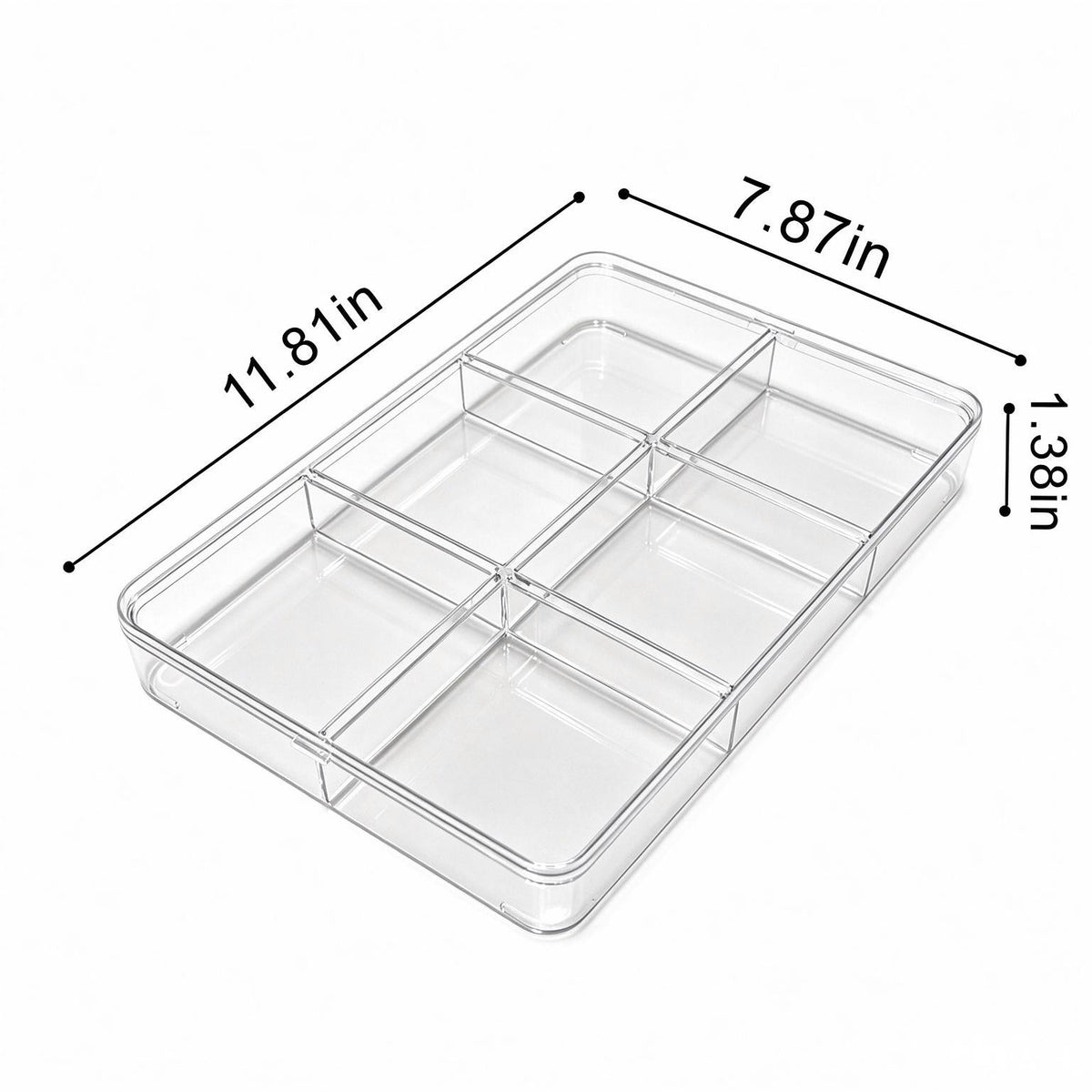 6-Compartment Clear Acrylic Storage Organizer | Dust-Proof Desktop Organizer Box with Hinged Lid for Jewelry, Beads, Crystals & Craft Supplies - ThePatinaProject
