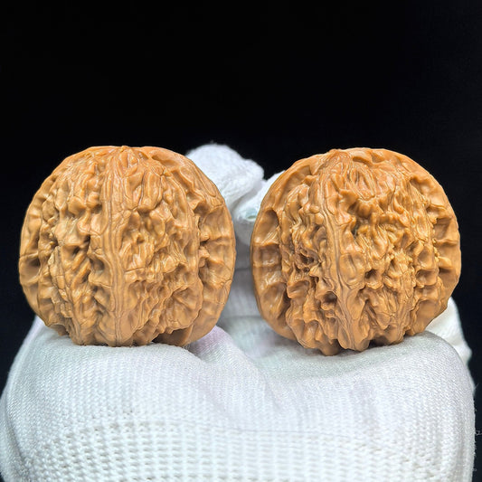 "Classic White Lion" Baishizi Low-Profile Wenwan Walnuts Pair | 39.0mm x 39.0mm | BSJ-1504C - ThePatinaProject