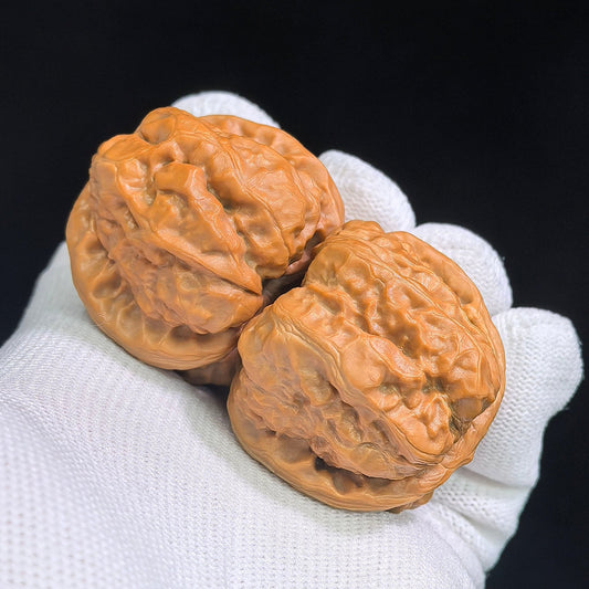 Compact Broad-Shouldered Hamatou Wenwan Walnut Pair | 39.0mm x 40.0mm | HMT-SY1G8 - ThePatinaProject