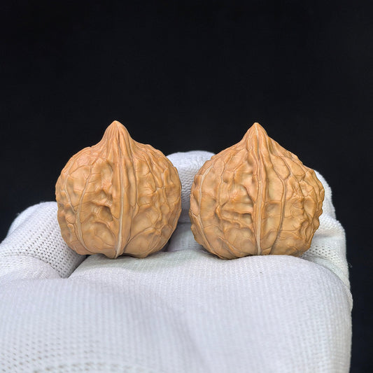 Compact Turtle-Shell Pattern Wenwan Walnut Pair — 31.0mm x 35.0mm | GJW-1101 - ThePatinaProject