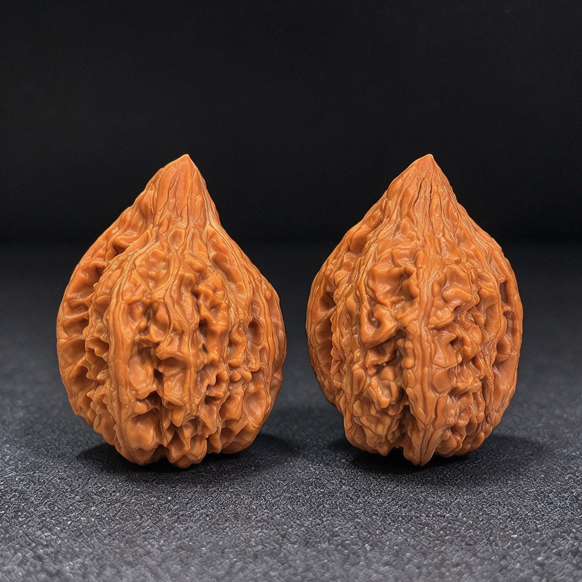Dagu Stone Wenwan Walnuts Pair | Deep Natural Texture | 38.0mm × 40.0mm | DGS-CWC2E - ThePatinaProject