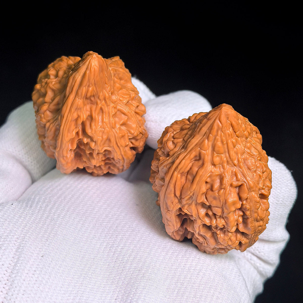 Dagu Stone Wenwan Walnuts Pair | Deep Natural Texture | 38.0mm × 40.0mm | DGS-CWC2E - ThePatinaProject