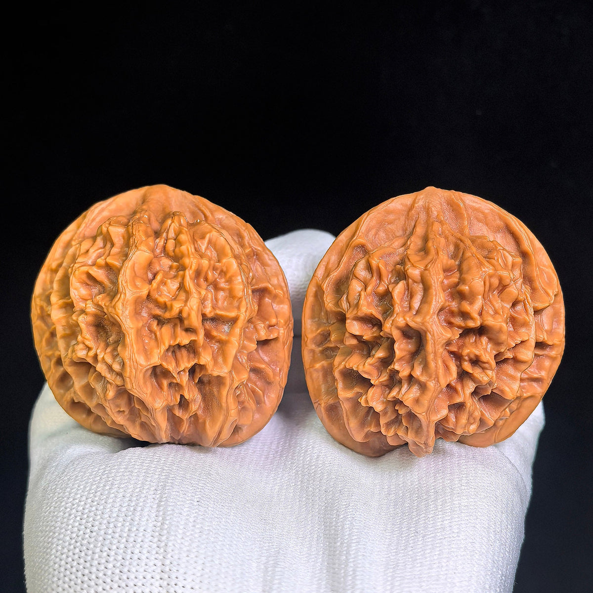 Large Dadiwang Tiancanjiao Wenwan Walnuts Pair | Natural Irregular Form | 50.0mm × 49.0mm | DWTCJ-CWC7E - ThePatinaProject