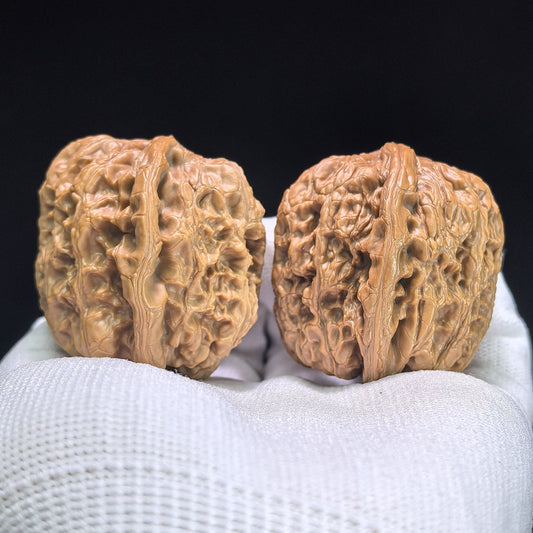 "North China General Shoulder" Huabei Jiangjunbang Wenwan Walnuts (Pair) | 39.0mm x 40.0mm | Stock ID: HBJJB-1107 - ThePatinaProject