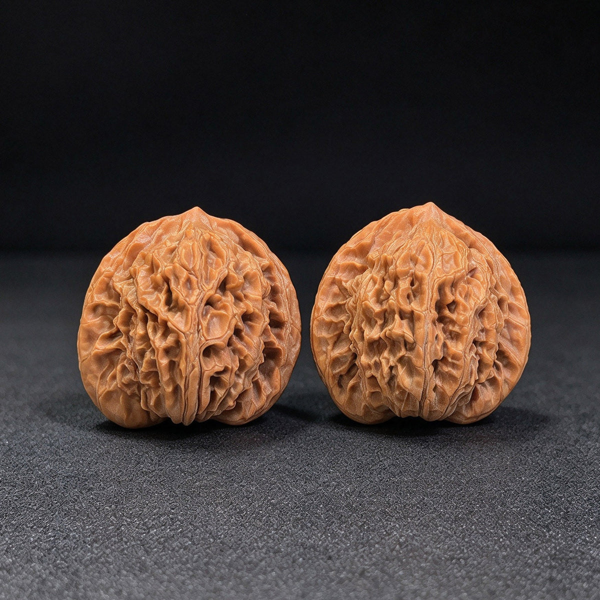 Panlongwen Wenwan Walnuts Pair | Layered Coiling Texture & Balanced Form | 41 × 35 mm | PLW-19B6 - ThePatinaProject