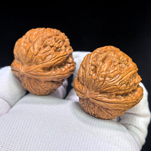 "Pinggu Sycee Turtle-Back Buddha Belly" Pinggu Yuanbao Guibei Fodu Wenwan Walnuts Pair | 38.0mm x 40.0mm | PGYBFD-C238E - ThePatinaProject