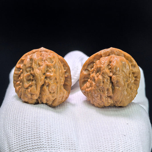 "Pocket Crystal Frog" Xiuzhen Shuijingwa Wenwan Walnuts (Pair) | 34.0mm x 35.0mm | Stock ID: XZW-1401 - ThePatinaProject
