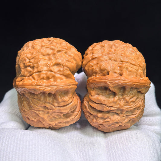 "Pumpkin Dun" Nanguadun NDG-CWB2E Wenwan Walnuts Collector Pair | 46.0mm x 50.0mm | Stock ID: NDG-CWB2E - ThePatinaProject