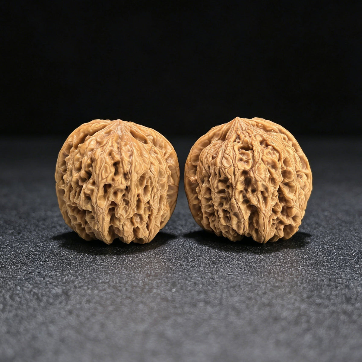 "Rain Flower Stone" Yuhuashi Low-Profile Wenwan Walnuts Pair | 34.0mm x 32.0mm | YHS-1103 - ThePatinaProject