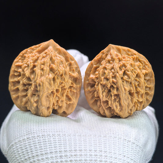 "Rosy Cloud Ridge" Xiayunling Classic Heritage Low-Profile Wenwan Walnuts Pair | 40.0mm x 37.0mm | XYL-1403 - ThePatinaProject
