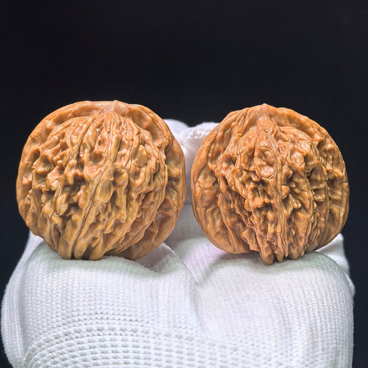"Sizhelou Lion Head / Si Zhe Lou" Heirloom Collection Wenwan Walnuts Pair | 40.0mm x 38.0mm | SZL-1407 - ThePatinaProject