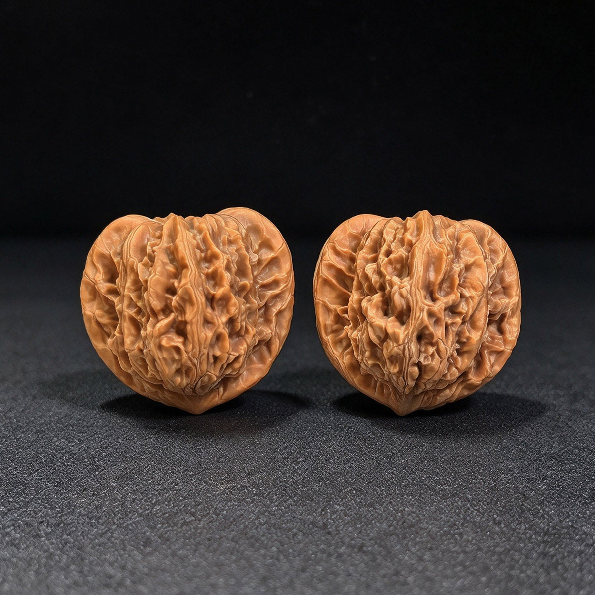 Taoxin Panlong Hutou Wenwan Walnuts Pair | Distinctive Heart-Like Form & Layered Texture | 39 × 38 mm | PLHT-19B1 - ThePatinaProject
