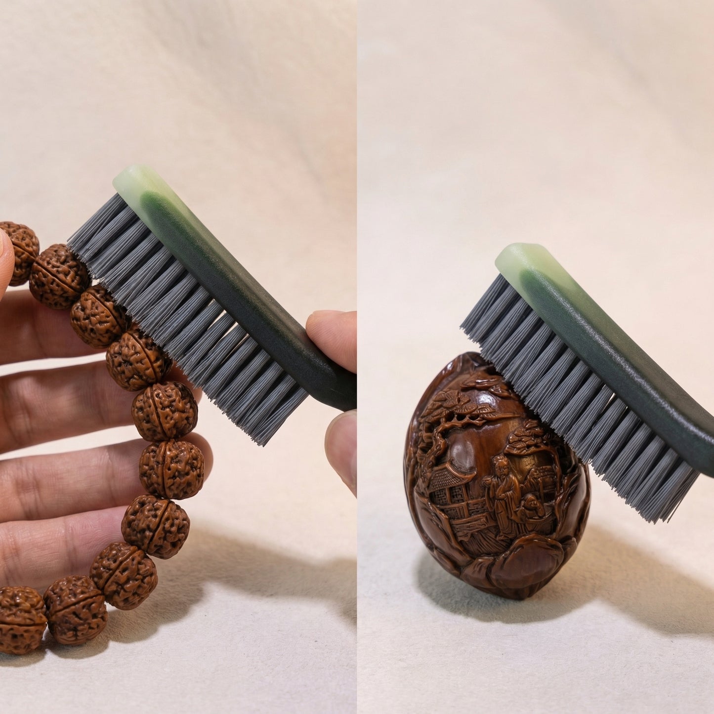 The PatinaProject Iron-Infused Nano Restoration Brush with black bristles and wooden handle, designed for metal and patina care.