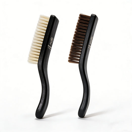 Zen Walnut Professional Patina Brush Set from ThePatinaProject with two care tools for cleaning and polishing Wenwan collectibles.