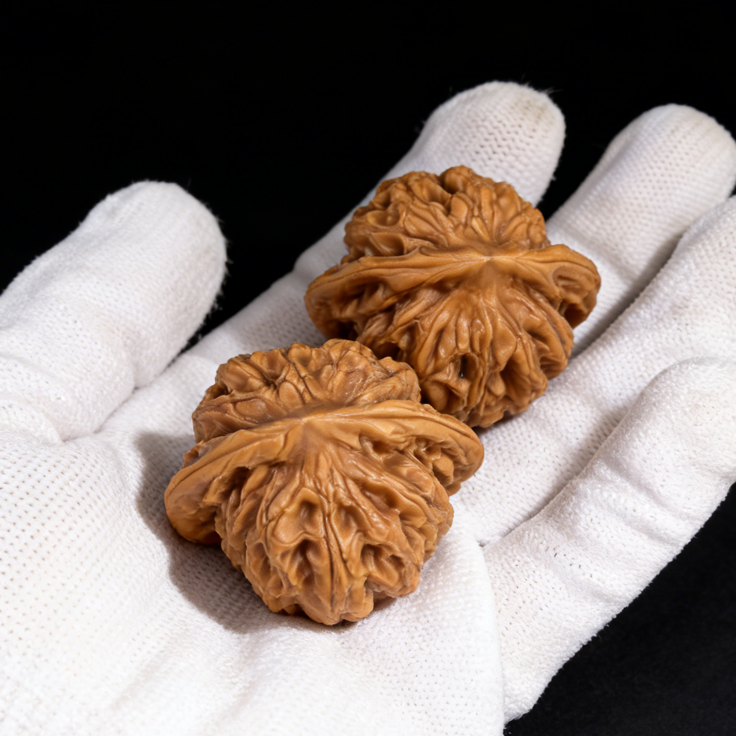 Walnut hand exercisers featuring vintage lion head design from ThePatinaProject, 39mm Heritage pair, #PG-13, old style lion motif.