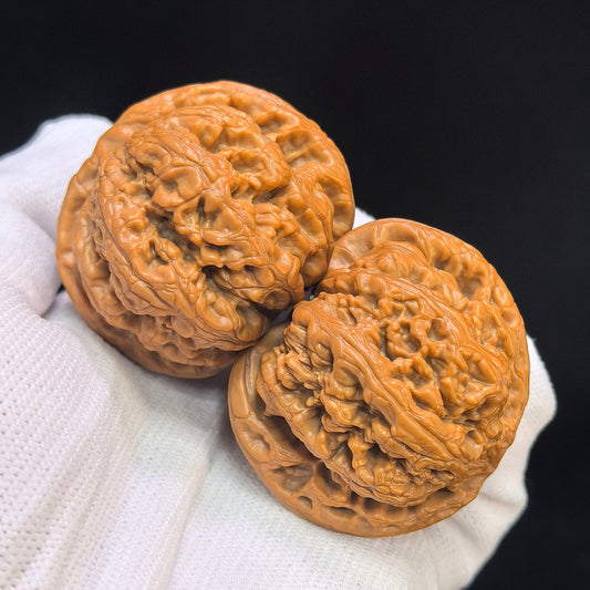 "Thick Ridge" Cujin Wenwan Walnuts Pair | 44.0mm x 44.0mm | CJ-101SY - ThePatinaProject