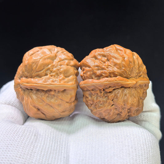"Toad Head Smooth Sailing" Hamatou Yifan Wenwan Walnuts Pair | 37.0mm x 40.0mm | HMTYF-CG203E - ThePatinaProject