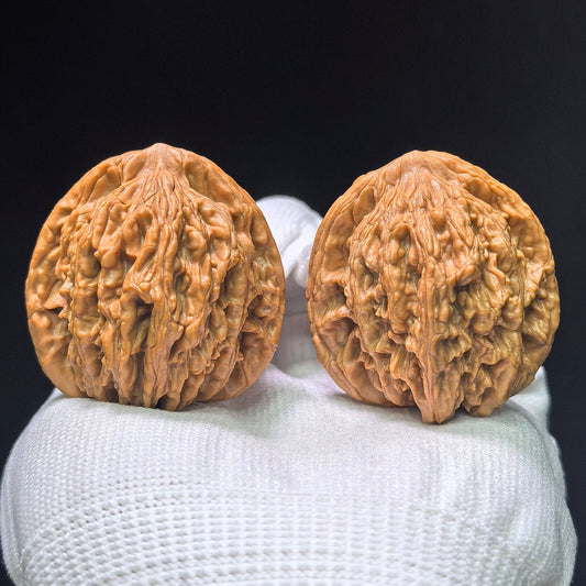 "Wheat Ear Tiger Head" Maisui Hutou MSHT-1404 Classic Wenwan Walnuts Pair | 40.0mm x 38.0mm | MSHT-1404 - ThePatinaProject