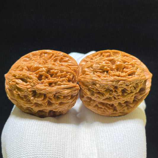 "Wheat Ear Tiger Head" Maisui Hutou Wenwan Walnuts Pair | 41.0mm x 39.0mm | MSHT-1104 - ThePatinaProject
