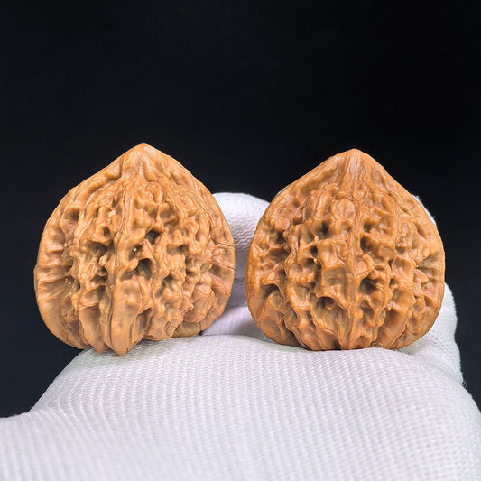 “Xiayunling” Tall-Profile Wenwan Walnuts Pair | 37.0mm × 33.0mm | XYL-SY1G4 - ThePatinaProject