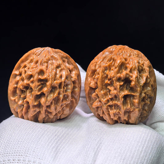 Ye Niu (Wild Bison) Scholar Walnuts Pair | 38.0mm x 39.0mm | Stock ID: YN-1405 - ThePatinaProject