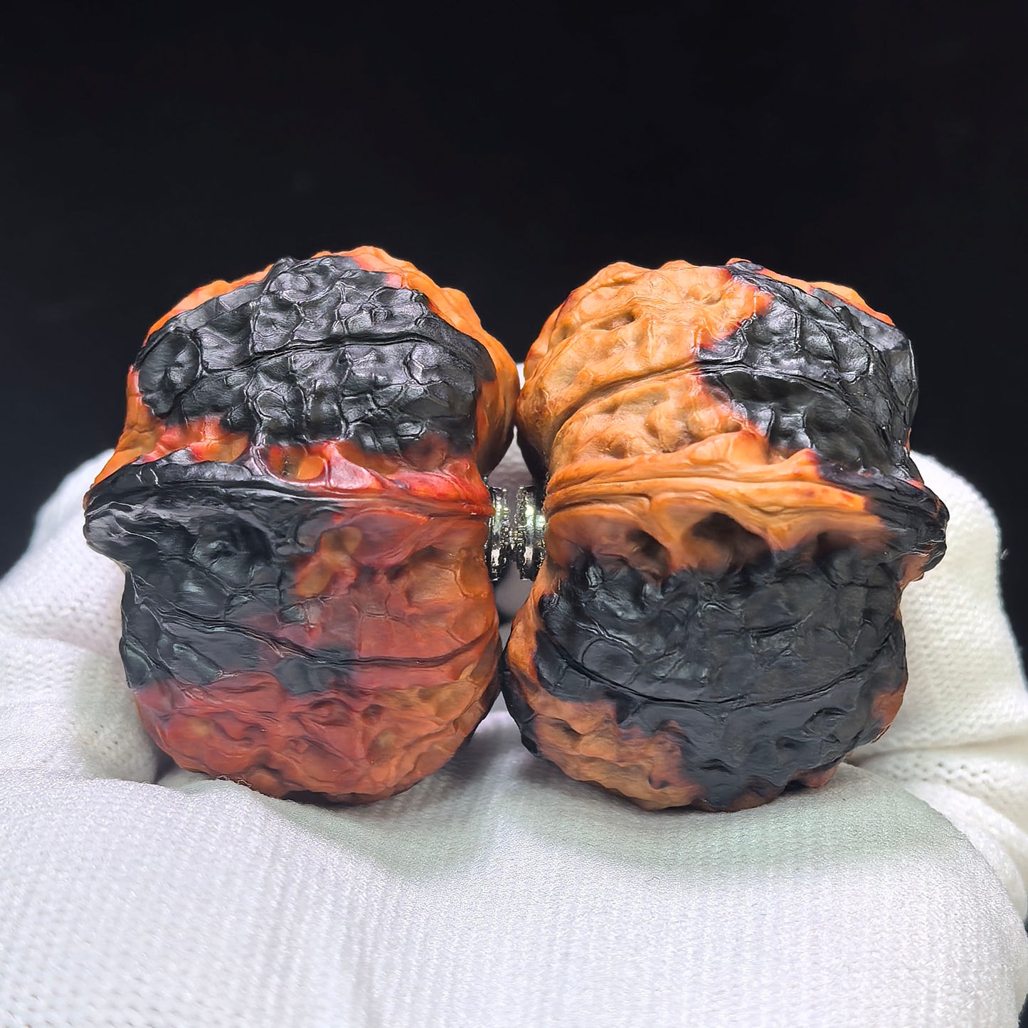 "Earth-Muffled Pumpkin Pier" (Di Men Gua Dun) Scholar Walnuts | Inlaid Rotatable Dragon Head Navels | 41.0mm x 45.0mm | High-Contrast Dual-Tone Masterpiece | Stock ID: DMLGD-101SY
