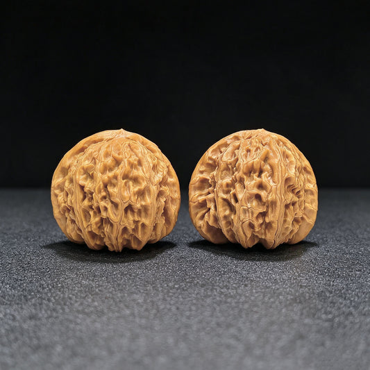 "Peach-Heart White Lion" Taoxin Baishizi Low-Profile Wenwan Walnuts Pair | 40.0mm x 42.0mm | BSJ-1503C
