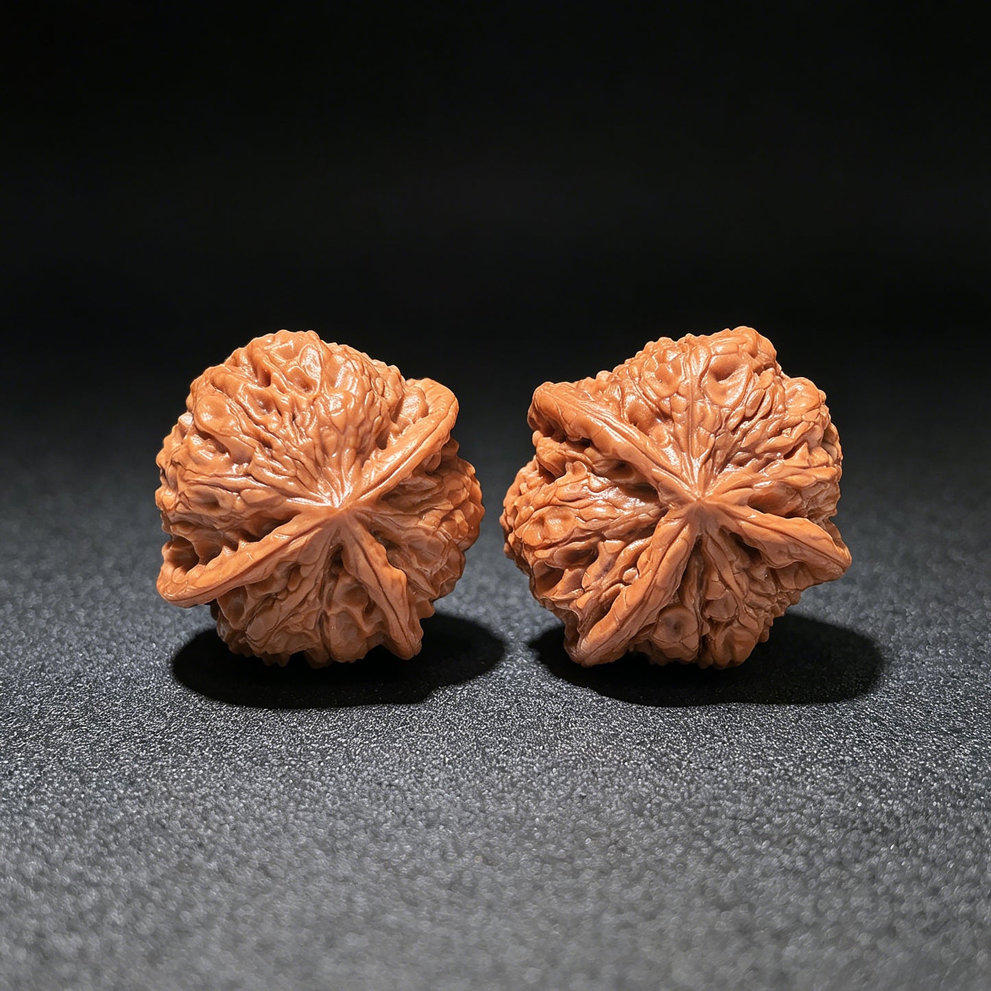 Collector-Grade "Yuhua Stone" (Rain Flower) Trident Three-Ridge Pair | 34.0mm x 35.0mm | YHSSN-1201E