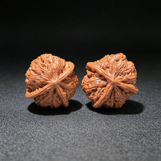 Collector-Grade "Yuhua Stone" (Rain Flower) Trident Three-Ridge Pair | 34.0mm x 35.0mm | YHSSN-1201E