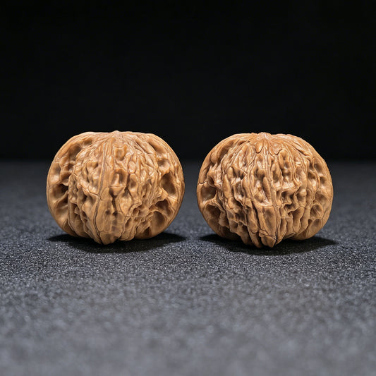 "Classic Millstone" Mopan Low-Profile Wenwan Walnuts Pair | 39.0mm x 38.0mm | MP-1504C