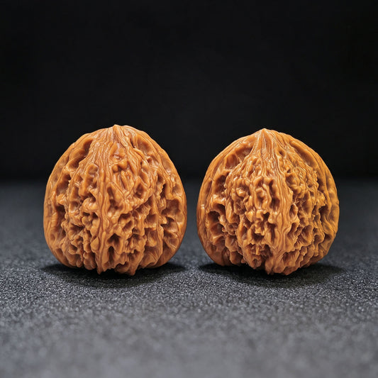 "Peach-Heart Concave Base Nanjiangshi" Taoxin Aodi Nanjiangshi Low-Profile Wenwan Walnuts Pair | 40.0mm x 40.0mm | NJS-1509C